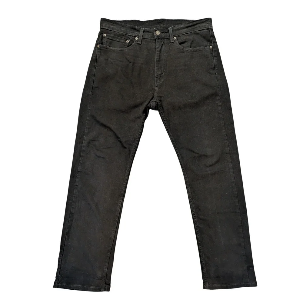 Levis 505 Regular Fit Black Straight Leg Jeans Mens W34 L30 00505-1469 Stretch